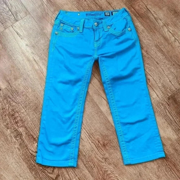 Juniors Miss Me Size 14 Capri in Rich Turquoise Beautiful Color ❤️ - Picture 6 of 8